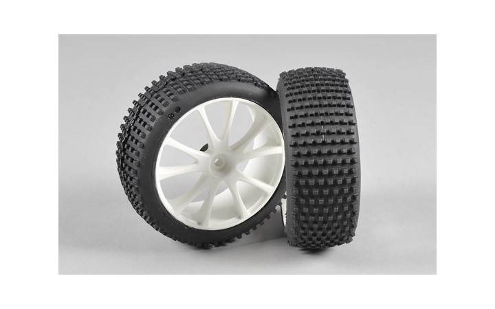Mini Pin EVO M tires, glued, white, 2pcs.