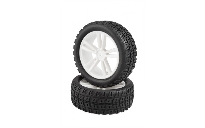White Short Course Front Tires and Rims (31211W+31)