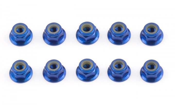 FT Locknuts, M4, flanged, blue aluminum