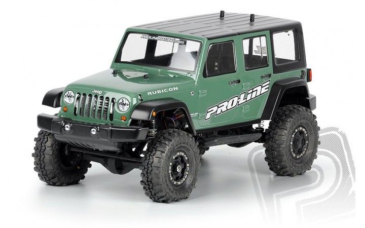 Jeep Wrangler Unlimited Rubicon clear body for 12.3" Wheelbase 1:10 Scale Crawlers