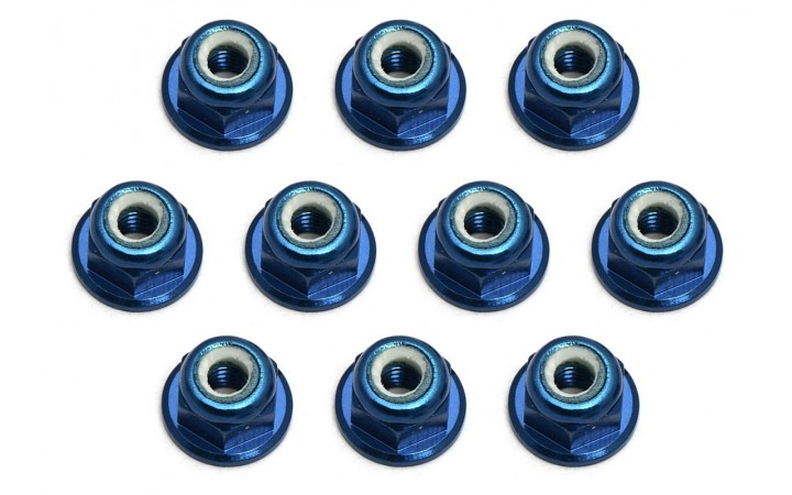 FT Locknuts, M3, flanged, blue aluminum