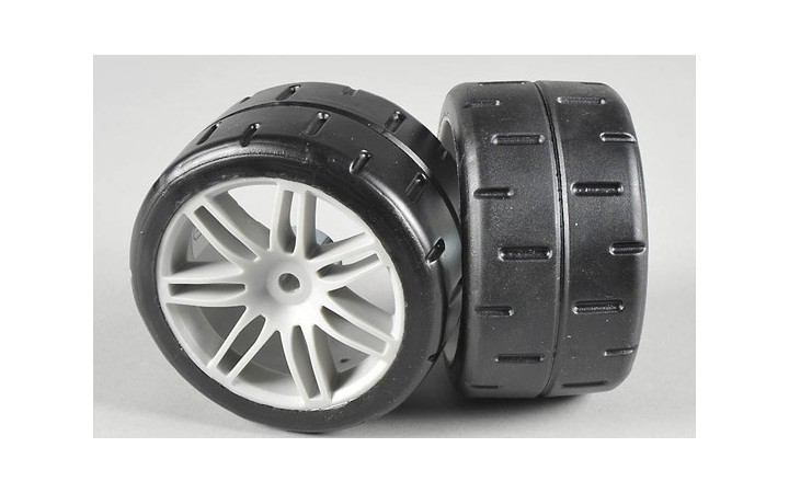Tires type S1 glued on white rims, 2 Pcs.