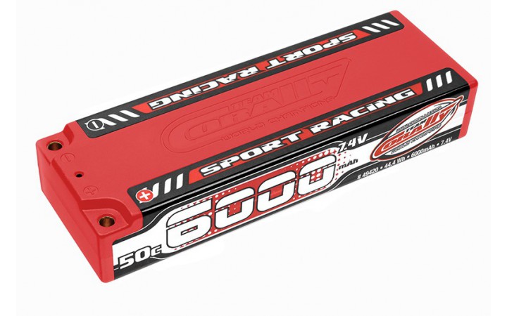 Sport Racing 50C LiPo Battery - 6000mAh - 7.4V - Stick 2S - 4mm Bullit