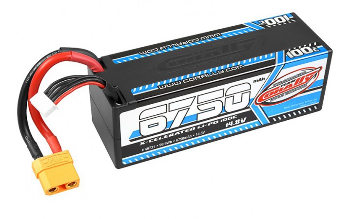 X-Celerated 100C LiPo Battery - 6750 mAh - 14.8V - Stick 4S - Hard Wire - XT90