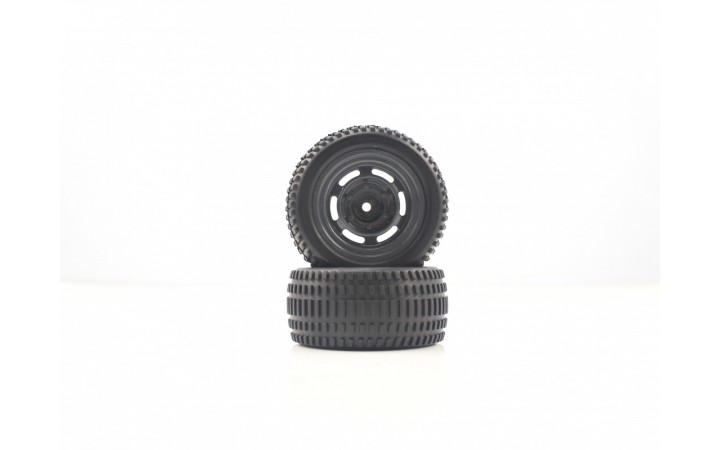 Truggy Black Rear Tires&Rims 2P