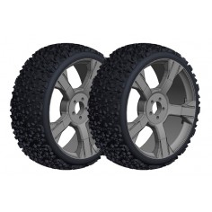 Off-Road 1/8 Buggy Tires - Ninja - Low Profile - Glued on Black Rims - 1 pair