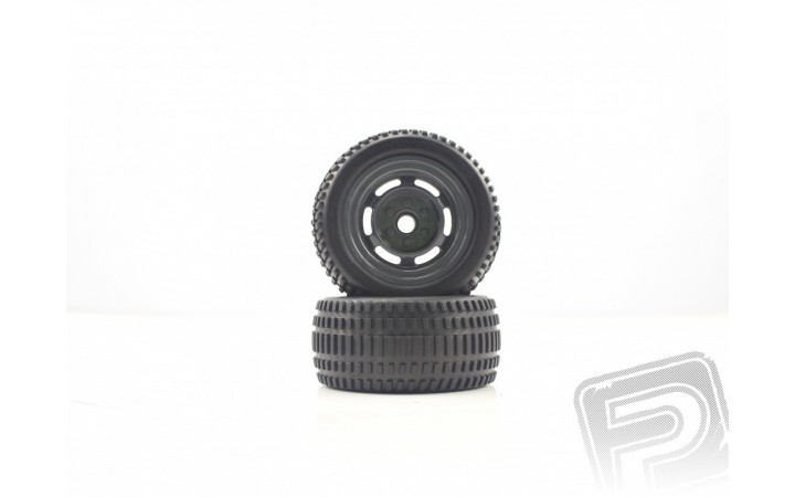 Truggy Black Front Tires&Rims 2pcs