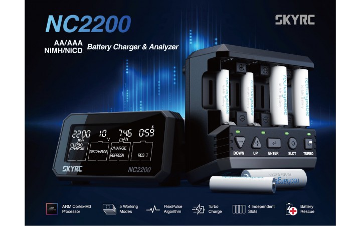 SkyRC NC2200 Ladegerät für 4xAA/AAA DC 2A